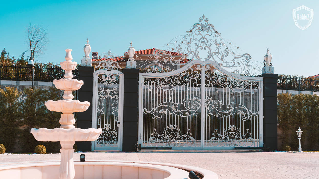 Ferforje Bahçe Kapıları / Wrought iron doors Ramez Ferforje Sanat Atölyesi Ön avlu Demir/Çelik ferforje kapı,ferforje giriş kapı,ferforge door