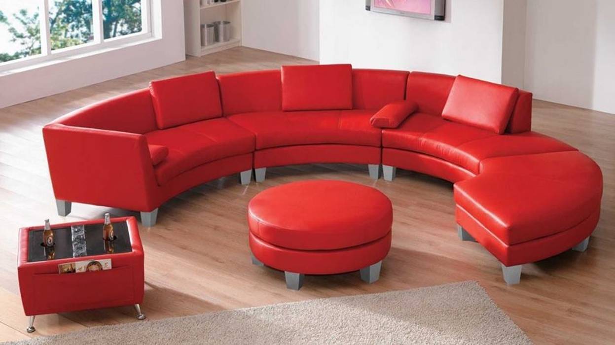 JUEGO DE SALA MODERNA EN TONO ROJO homify Salas modernas Madera Acabado en madera