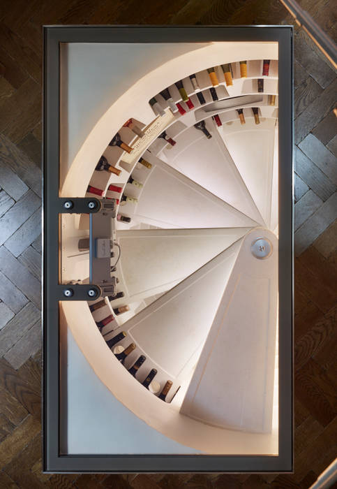 Top Shot Of White Spiral Cellar With Rectangular Glass Door Modern