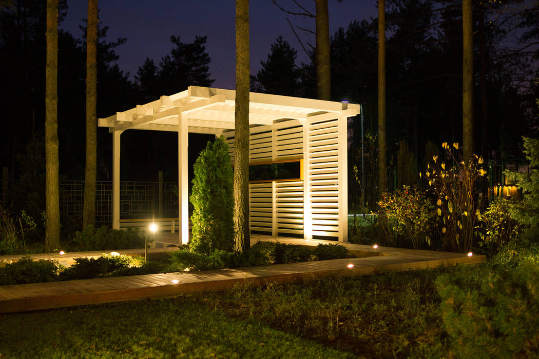 Охтинский парк, DEREVO PARK DEREVO PARK Jardines en la fachada Madera Acabado en madera