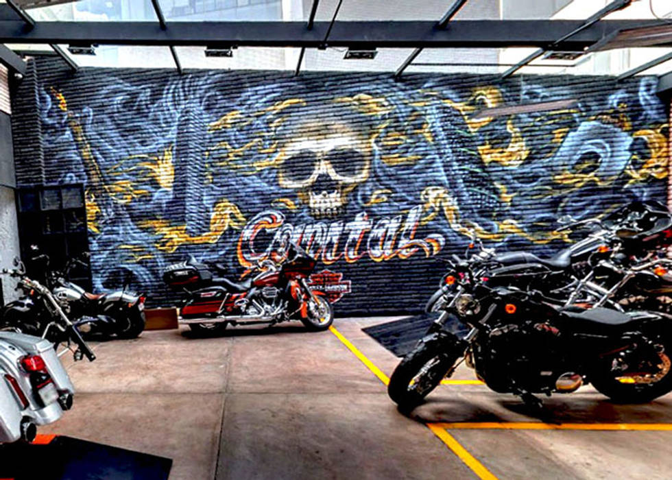 Mural decorativo para tienda de motocicletas Arca México Espacios comerciales mural,decoracion de pared,arte,diseño de pared,decoracion de tienda,Espacios comerciales