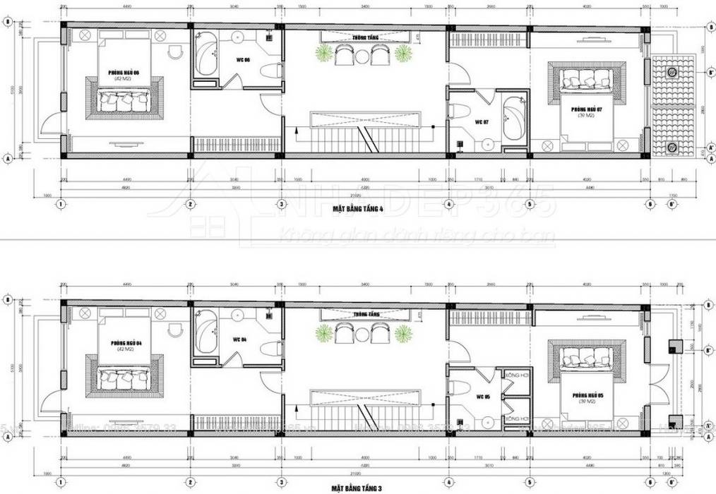 Thiết Kế Nhà Phố 4 Tầng Diện Tích 5,1×22m Phong Cách Tân Cổ Điển Tại Hưng Yên, THIẾT KẾ NHÀ ĐẸP 365 THIẾT KẾ NHÀ ĐẸP 365 Espacios comerciales Hoteles