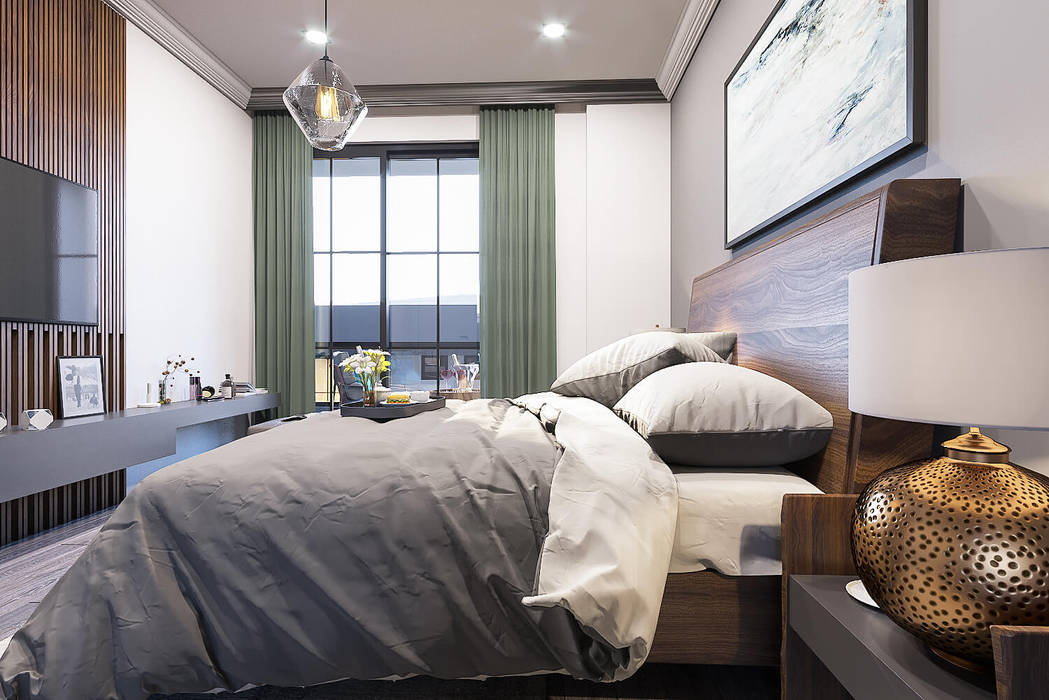 Denizkent Villaları ANTE MİMARLIK Modern Yatak Odası tekstil,aydınlatma,yatak odası,iç mekan tasarım