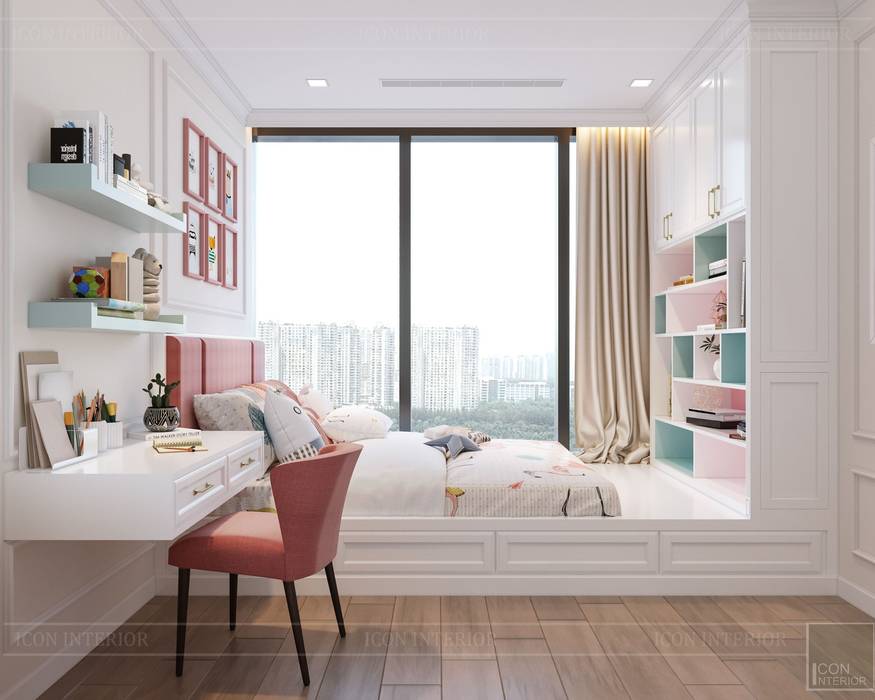 Phong cách Art Deco và New York Style kết hợp trong thiết kế nội thất căn hộ Vinhomes Golden River, ICON INTERIOR ICON INTERIOR Moderne kinderkamers