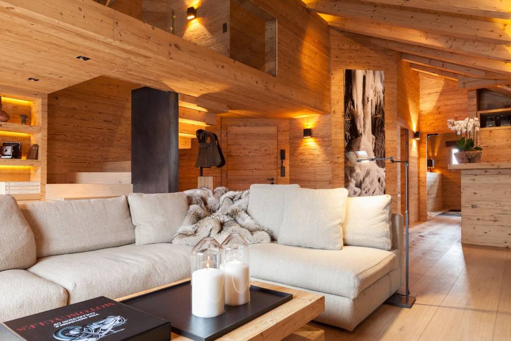 Wohnbereich mit Sitzgruppe homify Rustikale Wohnzimmer Holz Holznachbildung