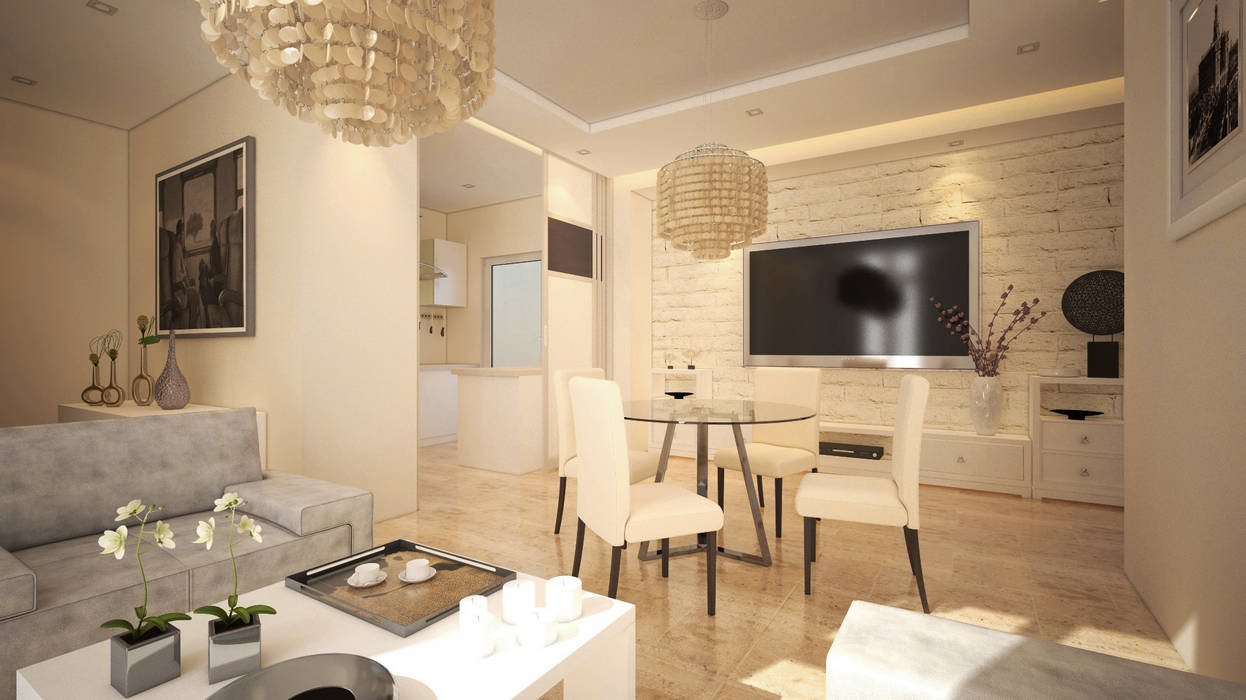 Diseño de sala-comedor bldg arquitectos comedores modernos piedra beige