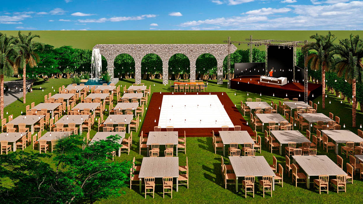 JARDIN DE EVENTOS , AGUIRRE CANO ARQUITECTURA AGUIRRE CANO ARQUITECTURA مساحات تجارية صالة مناسبات