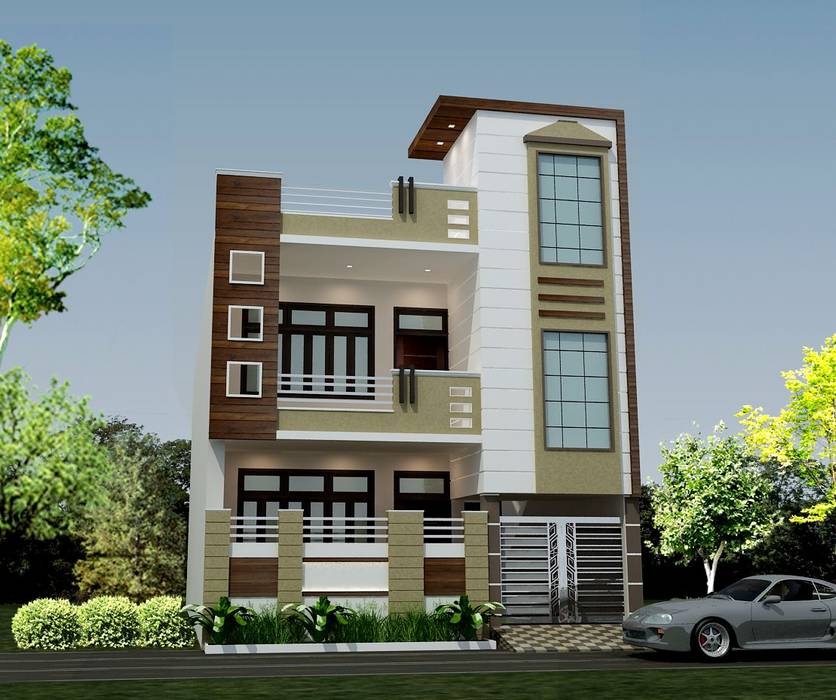 Front Elevation Design - HPL (High Pressure Laminates), 360 Home Interior 360 Home Interior منزل عائلي كبير