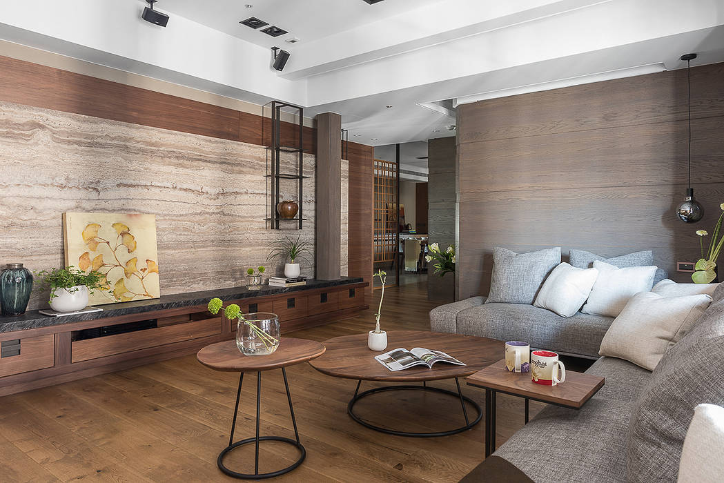 室內設計的牆壁材質與色系搭配, 宸域空間設計有限公司 宸域空間設計有限公司 Classic style living room