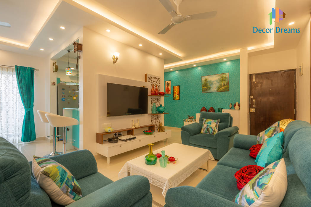 Brigade Meadows, 3 BHK—Dr. Usha & Dr. Mohan, DECOR DREAMS DECOR DREAMS Nowoczesny salon