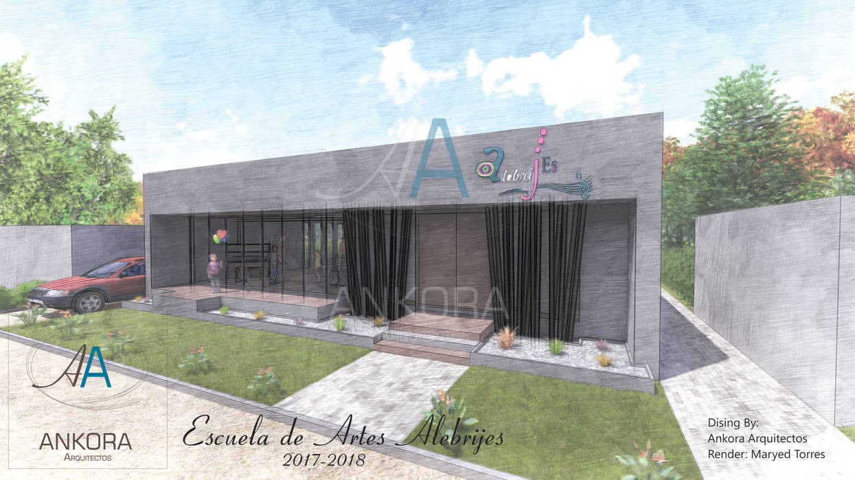 sketch ANKORA ARQUITECTOS Estudios y despachos de estilo moderno Concreto