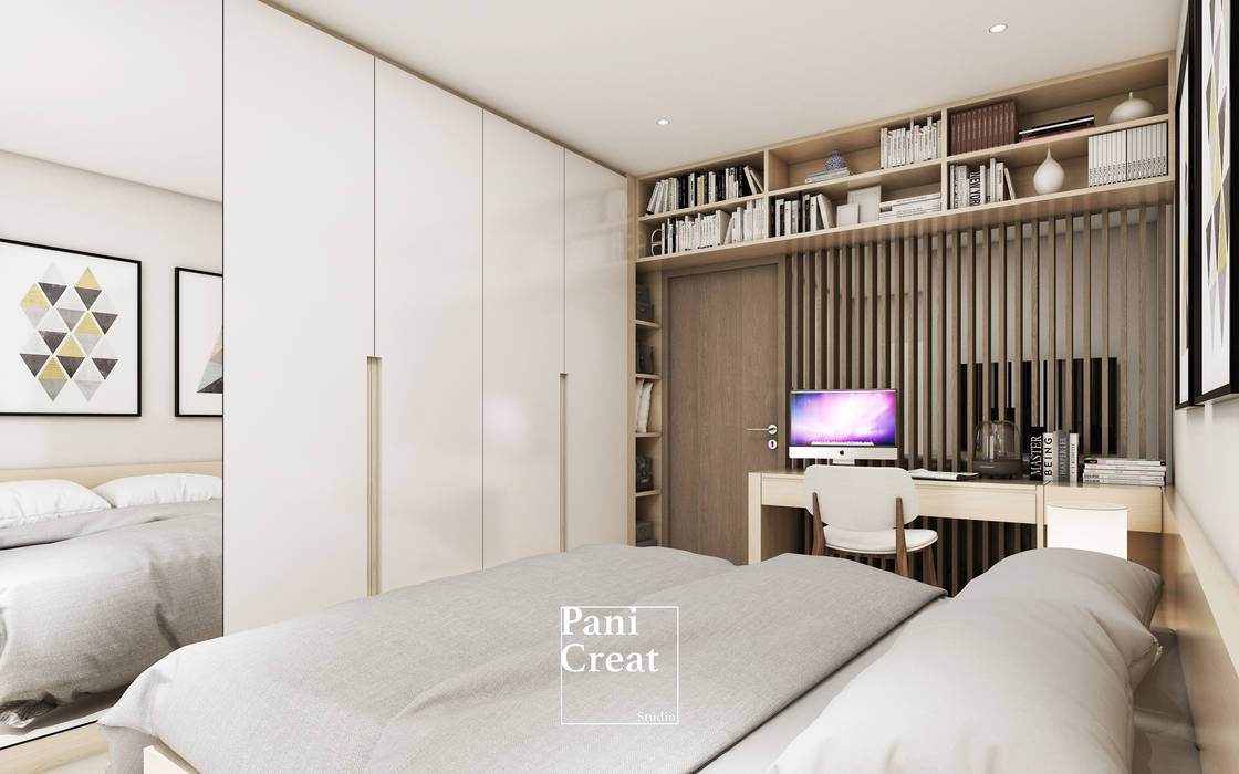 Grand Park View Condo อโศก, PANI CREAT STUDIO CO., LTD. PANI CREAT STUDIO CO., LTD. Kleine slaapkamer