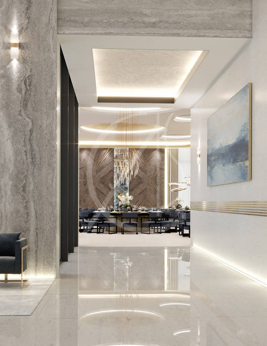 homify Modern corridor, hallway & stairs Marble modern luxury house,luxury interior,hallway,entrance lobby,marble,mansion interior,luxury home