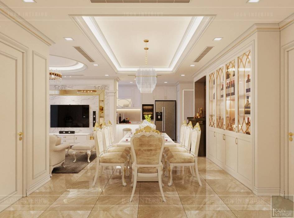 Phong cách Tân Cổ Điển - Ngôi nhà thiết kế sáng tạo, truyền cảm hứng cuộc sống, ICON INTERIOR ICON INTERIOR Phòng ăn phong cách kinh điển