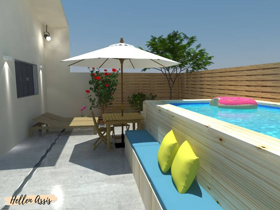 Área Gourmet - DIY, Hellen Assis - Designer de Interiores Hellen Assis - Designer de Interiores Garden Pool Wood Wood effect