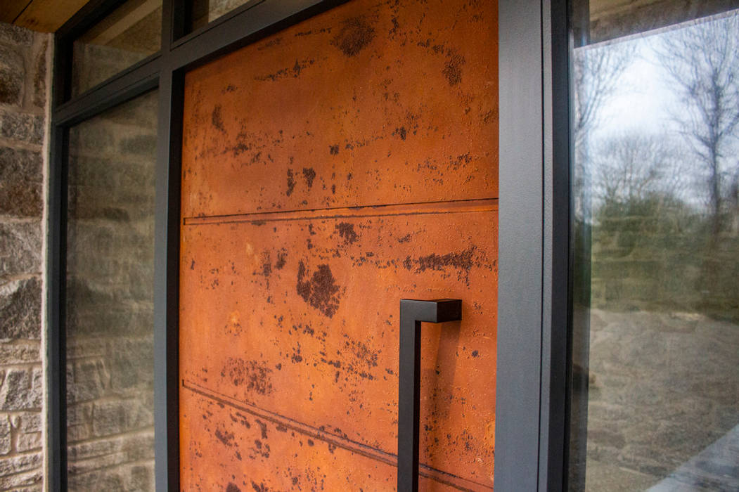Oxidised iron front entrance door Camel Glass pintu depan Besi/Baja