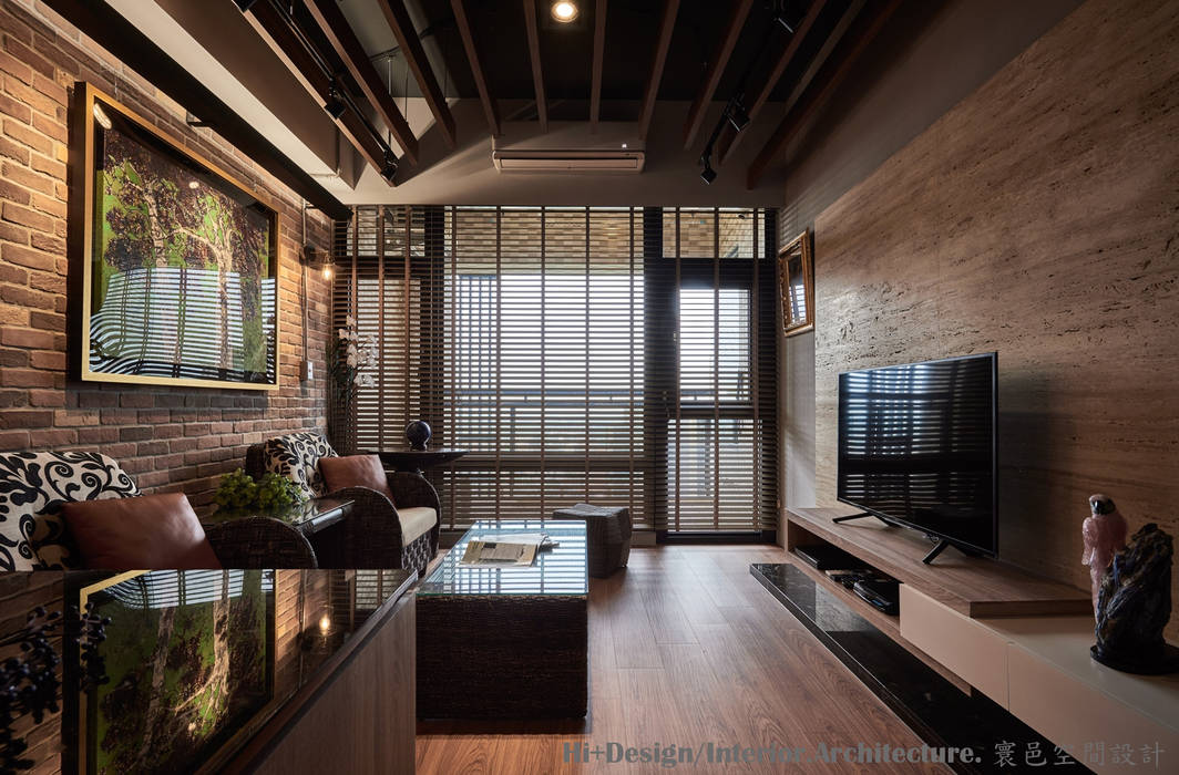 客廳全景 Hi+Design/Interior.Architecture. 寰邑空間設計 Industrial style living room