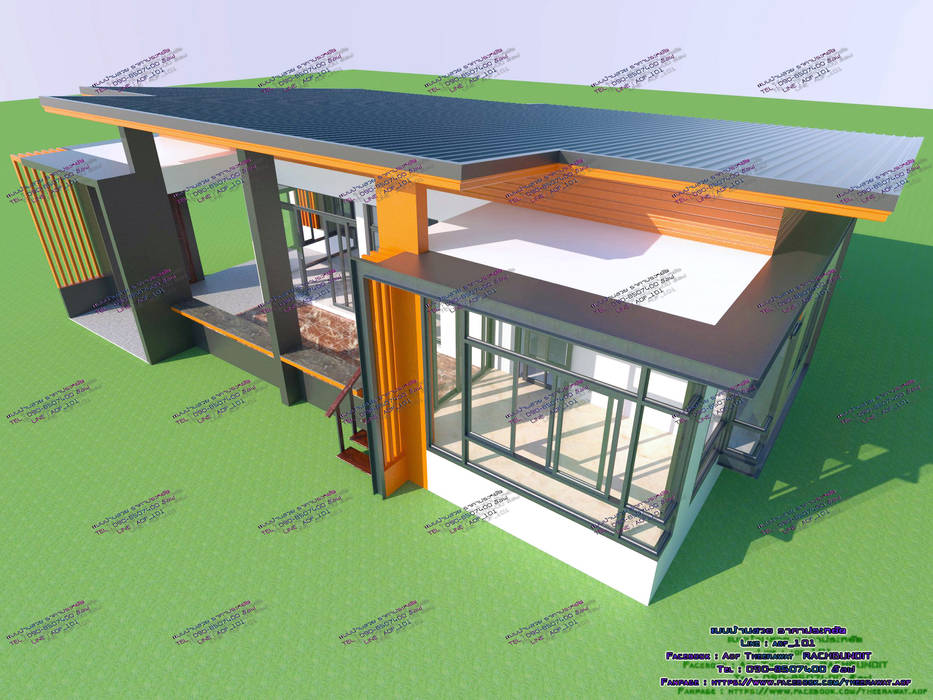 แบบบ้านพักอาศัย ชั้นเดียว 3 ห้องนอน 2 ห้องน้ำ [AP-M1F-001], aof_101 aof_101