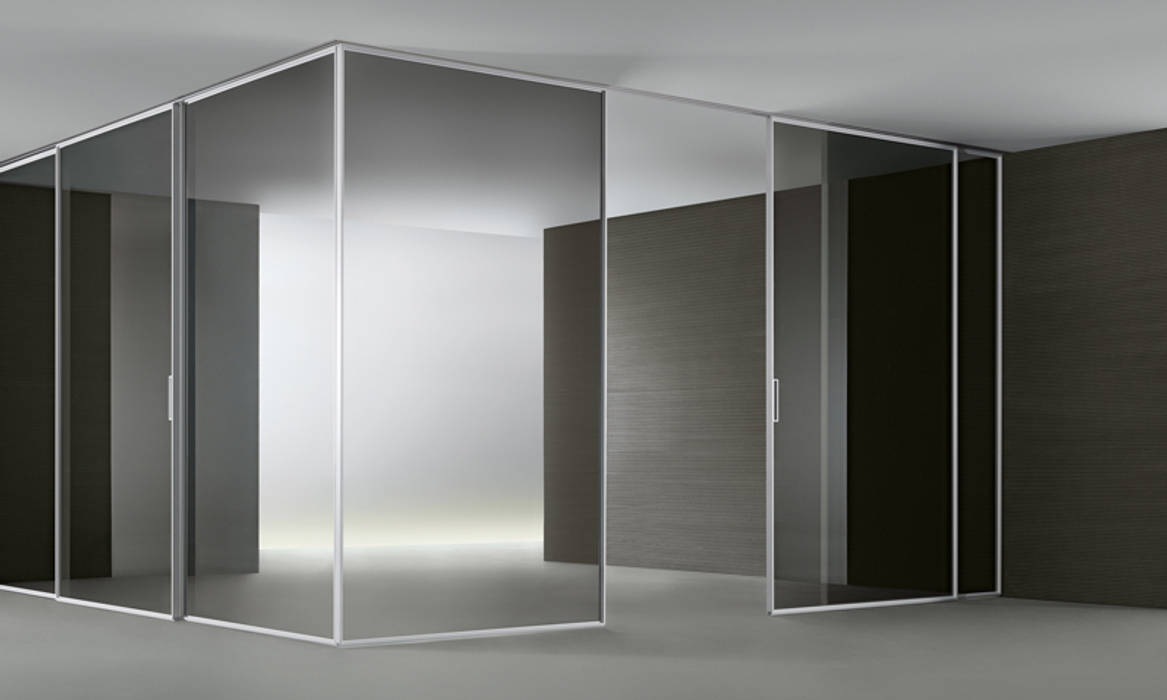Rimadesio Velaria moderne glazen schuifdeuren op maat in glas en aluminium, Noctum Noctum Sliding doors