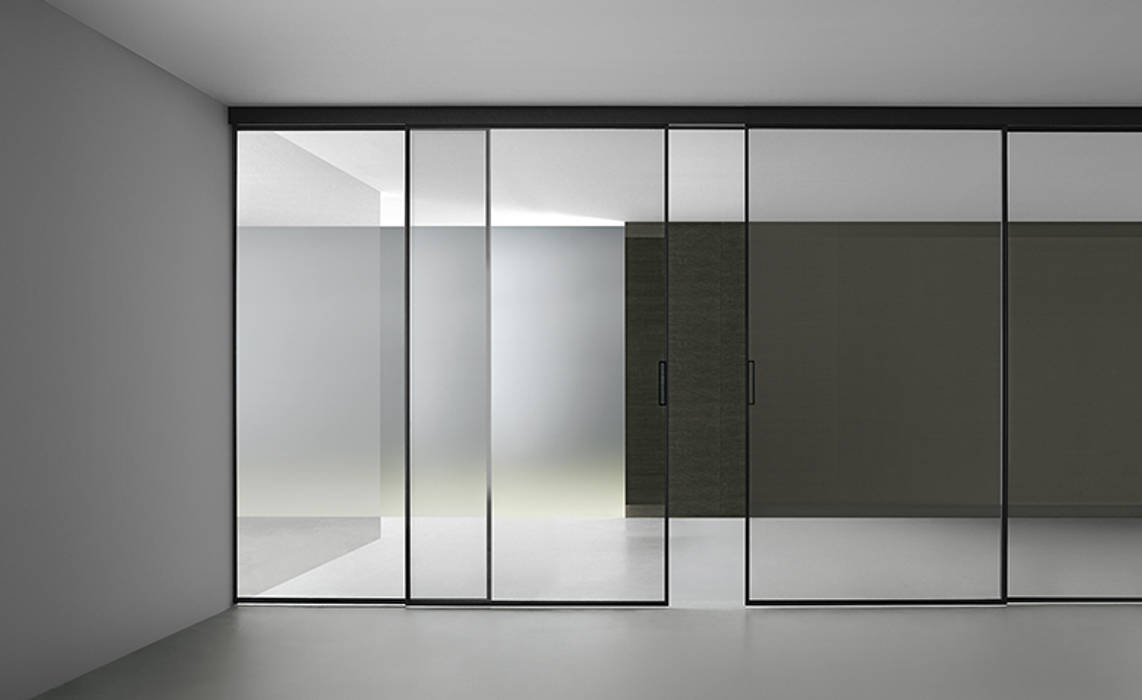 Rimadesio Velaria moderne glazen schuifdeuren op maat in glas en aluminium, Noctum Noctum 拉門