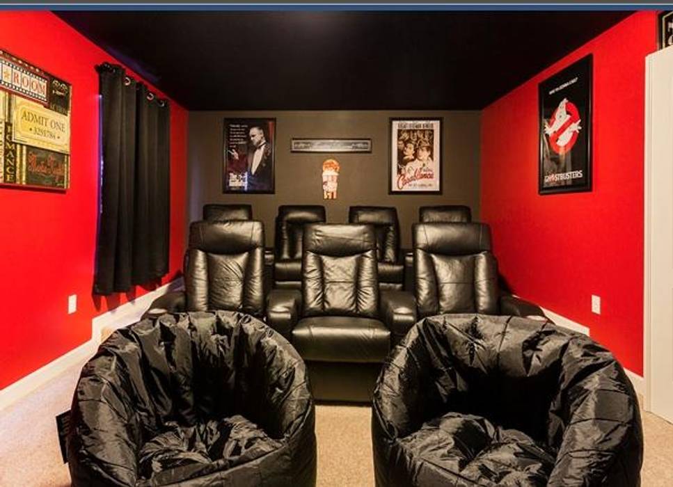 RED BLACK MEDIA ROOM decorMyPlace Electronics Plywood media room,entertainment room