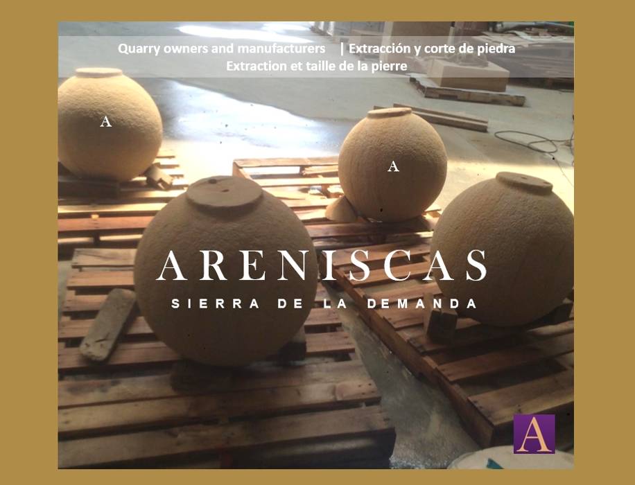 Esferas para el jardín ◉ Spheres for the garden Areniscas Sierra de la Demanda - ◉ - SIERRA Buff Sandstone quarries in Spain Jardines con piedras Piedra