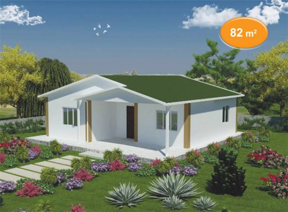 82 m2 Prefabrik Ev, EMİN PREFABRİK DOĞU EMİN PREFABRİK DOĞU Casas pré-fabricadas