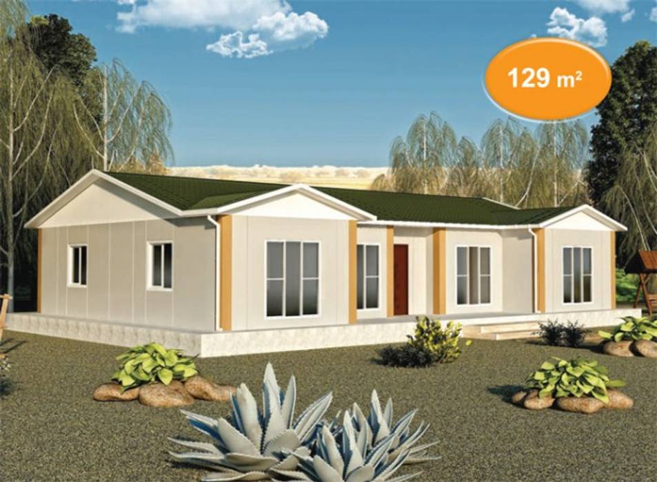 129 m2 Prefabrik Ev, EMİN PREFABRİK DOĞU EMİN PREFABRİK DOĞU Casas prefabricadas