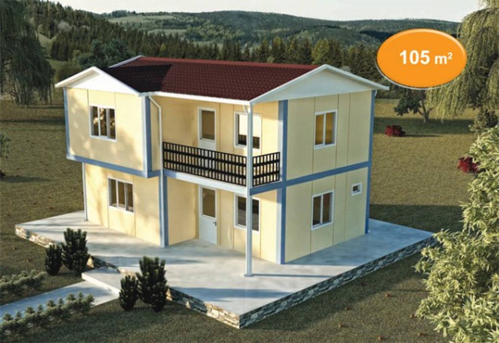 105m2 Çift Katlı Prefabrik Ev, EMİN PREFABRİK DOĞU EMİN PREFABRİK DOĞU منزل جاهز للتركيب