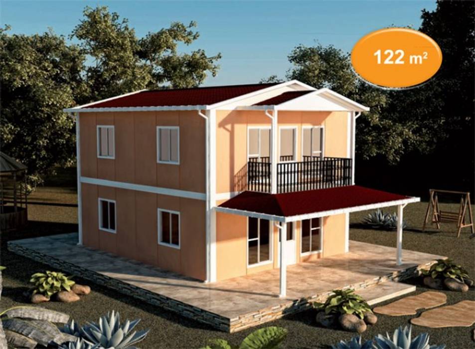122 m2 Çift Katlı Prefabrik EV, EMİN PREFABRİK DOĞU EMİN PREFABRİK DOĞU Casas prefabricadas