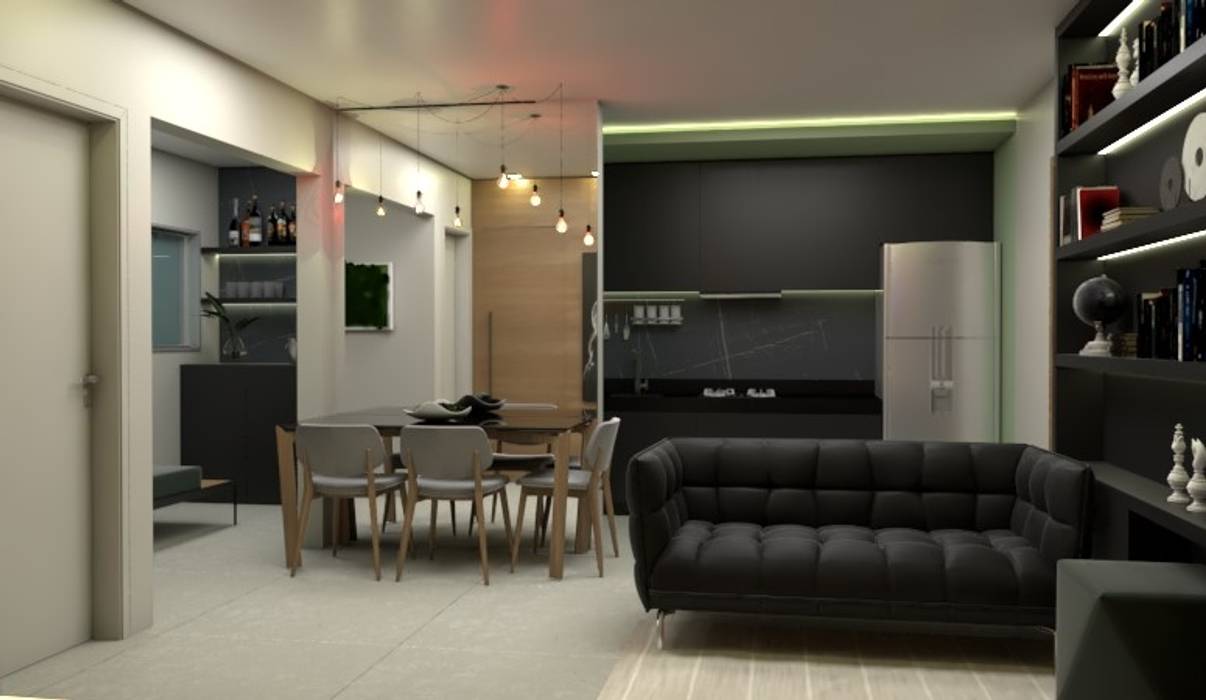 Apartamento masculino. Bethânia Alves Interiores Salas de jantar minimalistas apartamentodecorado