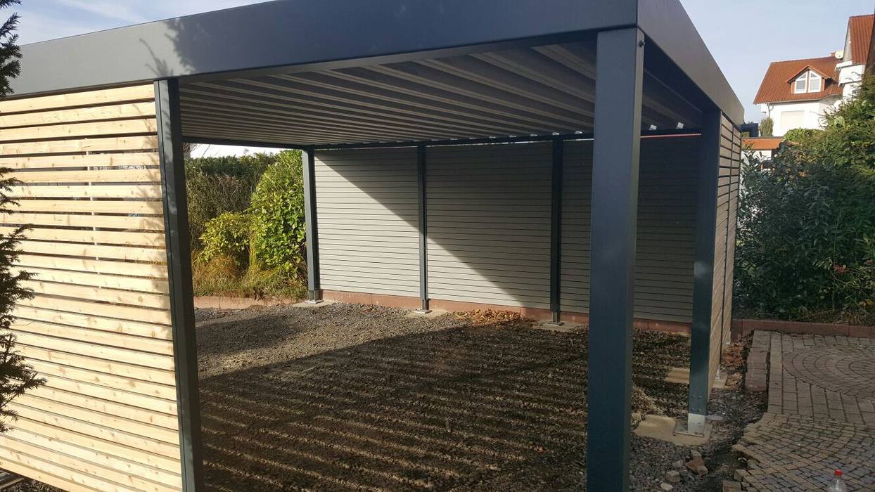 Doppelcarport - Metallcarport, Carport-Schmiede GmbH & Co. KG - Hersteller für Metallcarports und Stahlcarports auf Maß Carport-Schmiede GmbH & Co. KG - Hersteller für Metallcarports und Stahlcarports auf Maß Garajes abiertos