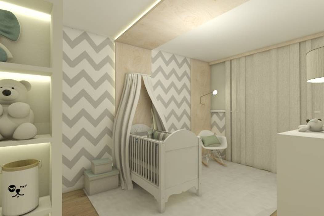 Quartinho do bebe, CG arquitetura e interiores CG arquitetura e interiores Recámaras para bebés Tablero DM