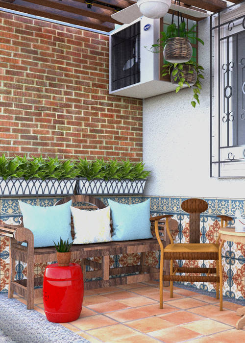 Rustic Filipino Porch, Interiors by Corinne Bolisay Interiors by Corinne Bolisay Balcony