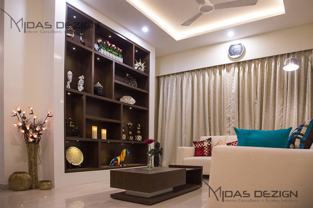 3BHK @ ALTA MONTE MALAD EAST, Midas Dezign Midas Dezign Salas de estilo asiático