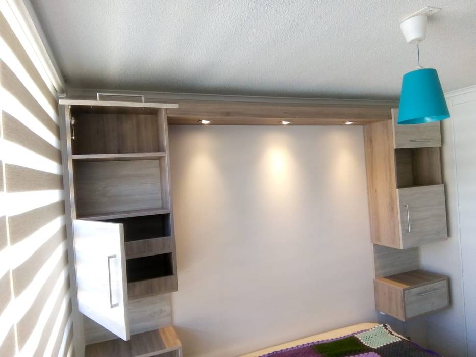 Mueble estantería volátil con luz Muebles y vinilos Dormitorios de estilo minimalista Aglomerado