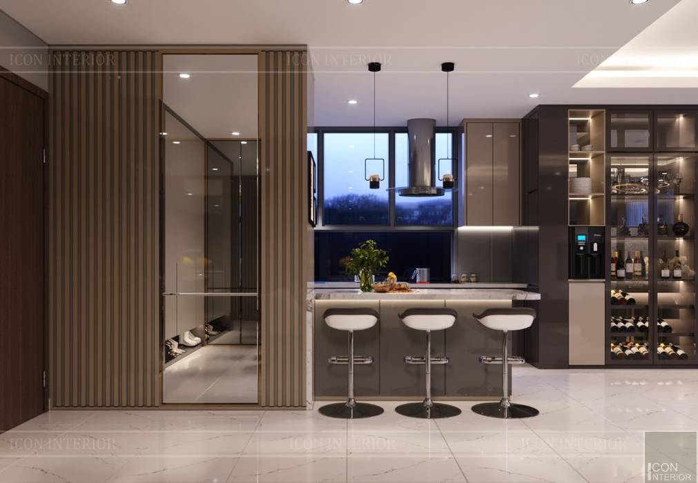 Phong cách Hiện đại (Modern style) trong thiết kế nội thất căn hộ Vinhomes, ICON INTERIOR ICON INTERIOR Cocinas de estilo moderno
