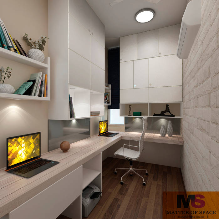 Matter Of Space Pvt Ruang Studi/Kantor Minimalis Kayu Wood effect Cupboards & shelving