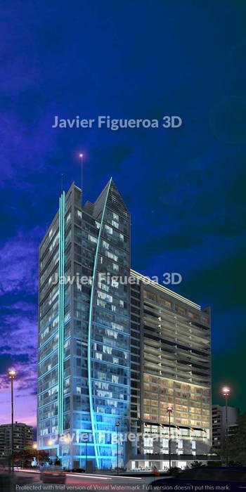 RENDERS EXTERIORES Y AÉREOS DE EDIFICIO EN SANTIAGO DE CHILE, Javier Figueroa 3D Javier Figueroa 3D Terrace house