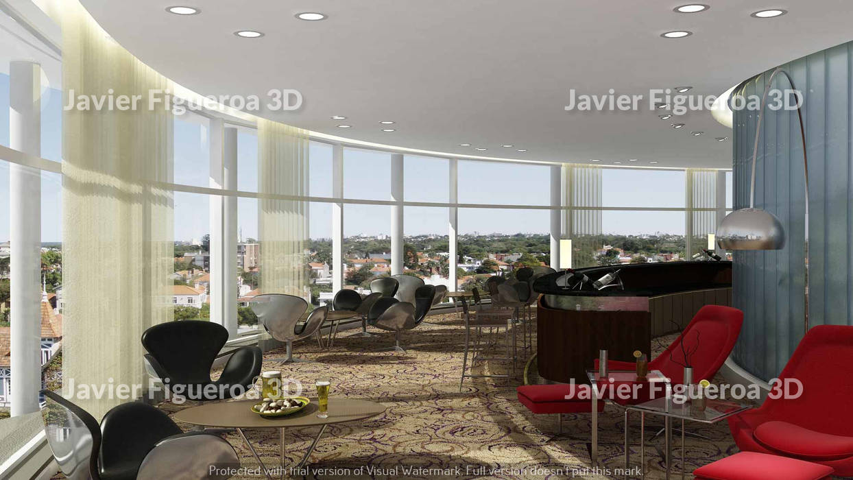 RENDERS INTERIORES Y EXTERIORES DE HOTEL CARRASCO MONTEVIDEO, Javier Figueroa 3D Javier Figueroa 3D 상업공간 호텔