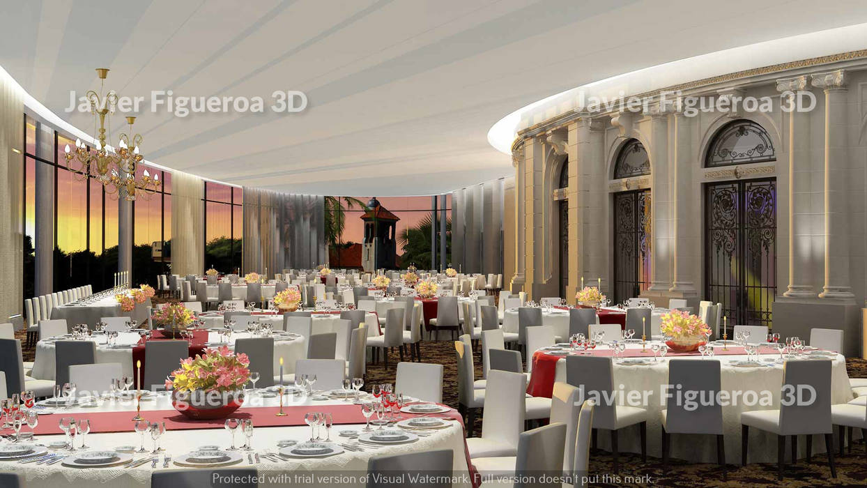 RENDERS INTERIORES Y EXTERIORES DE HOTEL CARRASCO MONTEVIDEO, Javier Figueroa 3D Javier Figueroa 3D 상업공간 호텔