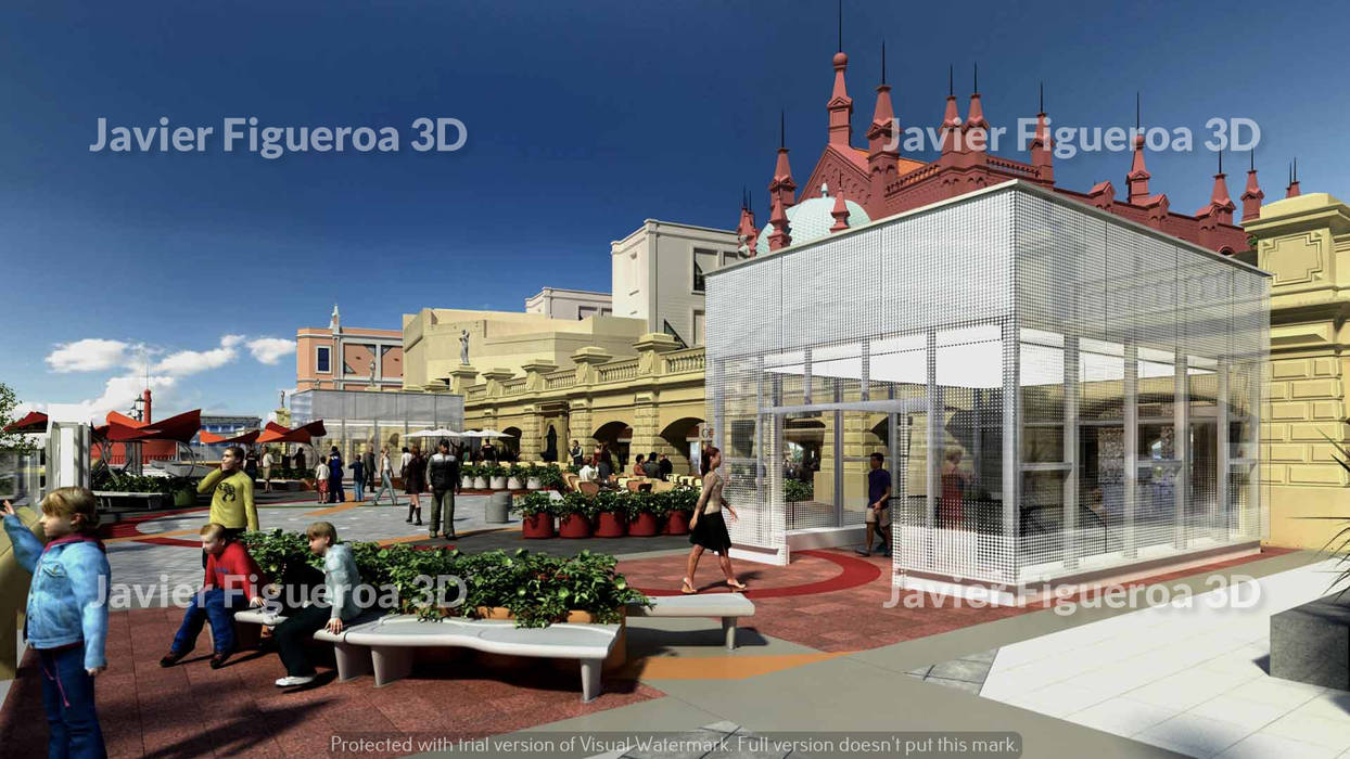 RENDERS EXTERIORES TERRAZAS BUENOS AIRES DESIGN, Javier Figueroa 3D Javier Figueroa 3D Commercial spaces Shopping Centres