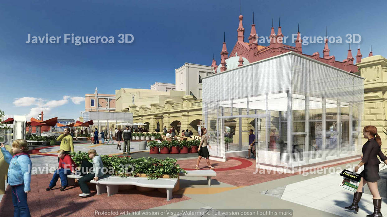 RENDERS EXTERIORES TERRAZAS BUENOS AIRES DESIGN, Javier Figueroa 3D Javier Figueroa 3D Espacios comerciales Shoppings y centros comerciales