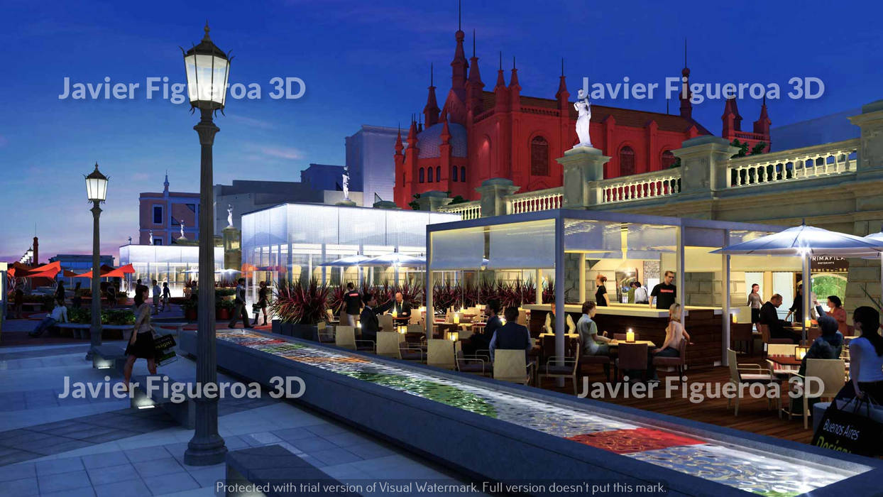 RENDERS EXTERIORES TERRAZAS BUENOS AIRES DESIGN, Javier Figueroa 3D Javier Figueroa 3D Espacios comerciales Centros comerciales