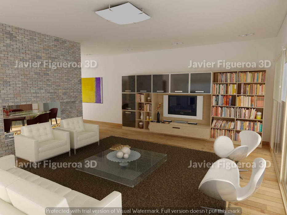 RENDERS INTERIORES DE VIVIENDA EN PILAR, Javier Figueroa 3D Javier Figueroa 3D Livings modernos: Ideas, imágenes y decoración