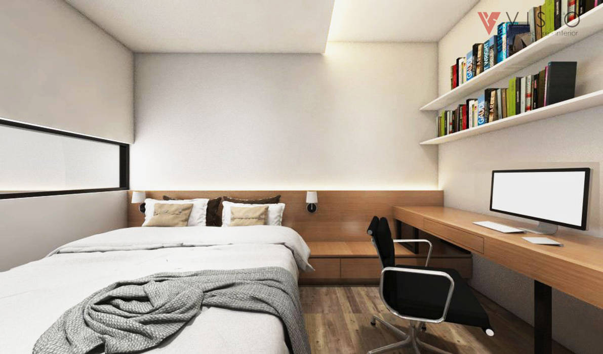 Tomang Residence, PT VISIO GEMILANG ABADI PT VISIO GEMILANG ABADI Kamar Tidur Gaya Skandinavia Kayu Lapis