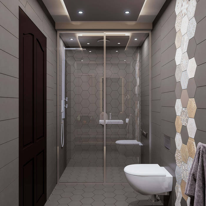 Banyo ANTE MİMARLIK Modern Banyo cam kabin,teknesiz duşakabin,küçük banyo