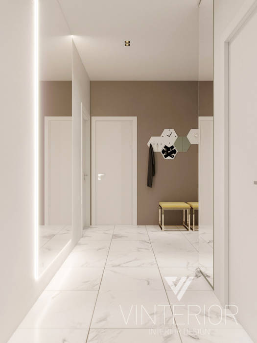 Modern Apartment Design, Vinterior - дизайн интерьера Vinterior - дизайн интерьера Minimalist corridor, hallway & stairs corridory