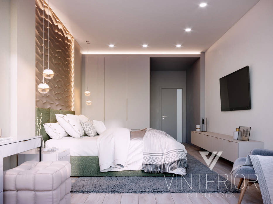 Modern Apartment Design, Vinterior - дизайн интерьера Vinterior - дизайн интерьера Minimalist bedroom bedroom