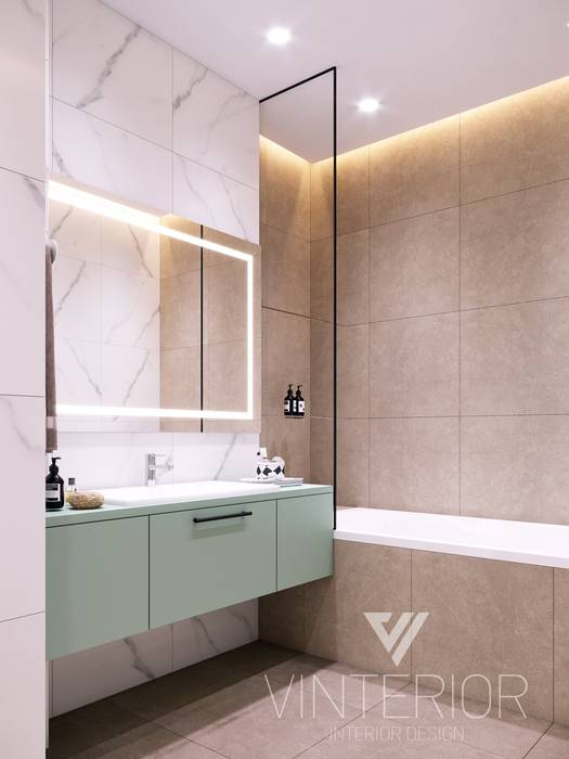Modern Apartment Design, Vinterior - дизайн интерьера Vinterior - дизайн интерьера Minimalist style bathroom bathroom